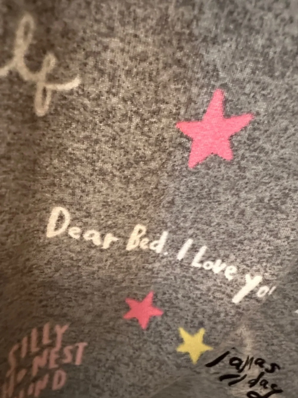 Joyspun Gray Star & Novelty Script Pajama Tank Top and Shorts Set Size M (8-10) - Picture 8 of 12